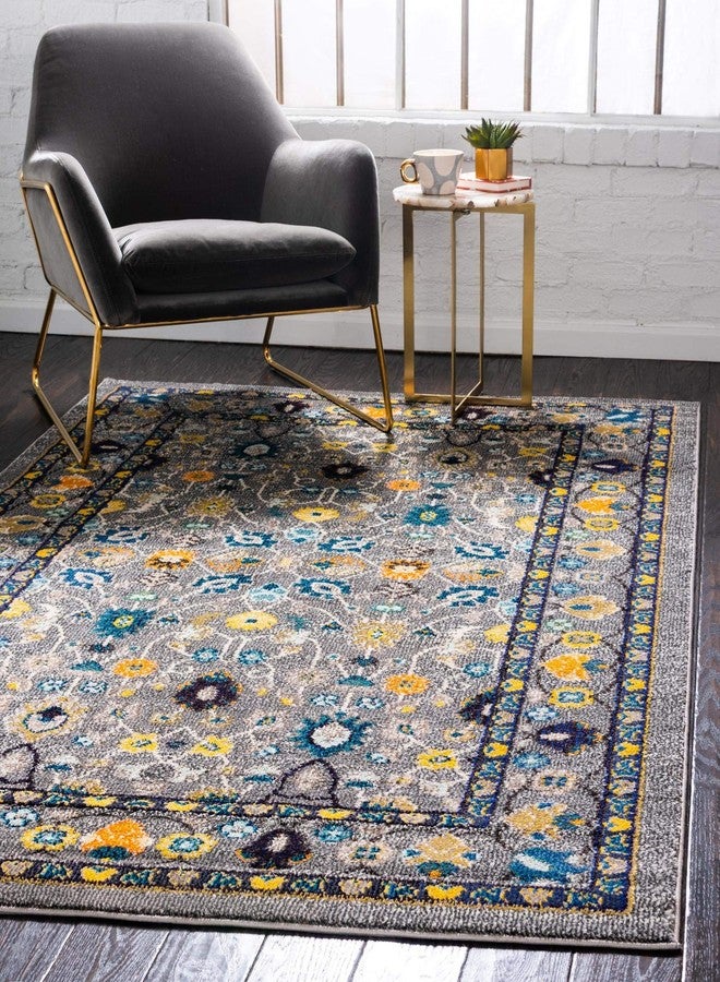 Rugs.com سجادة من مجموعة فلور من Rugs.com - سجادة رمادية متوسطة الوبر مقاس 3 × 5 أقدام، مثالية للمداخل والمطابخ وزوايا الإفطار وقطع الديكور. - Image 1